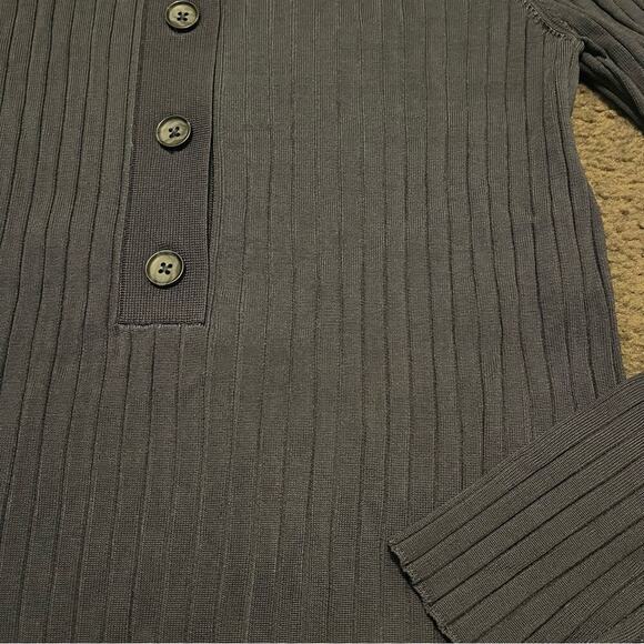 Good American Navy Ribbed Knit Polo Sweater - Picture 6 of 7